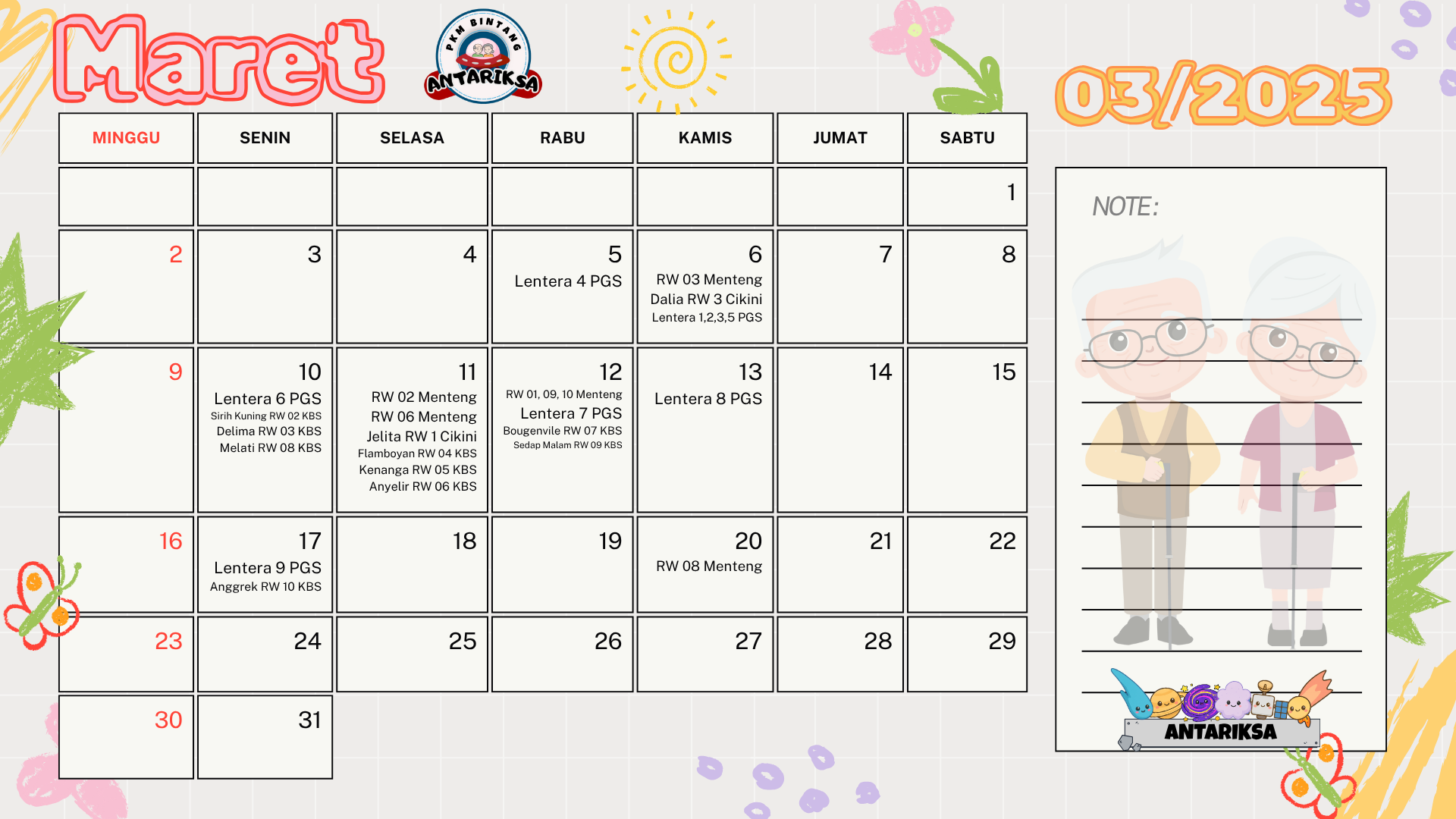 Kalender Maret